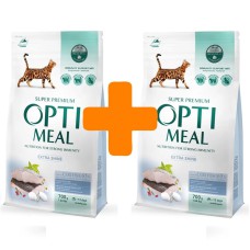 Акція Optimeal Cod Fish 700г+700г сухий корм для котів зі смаком тріски