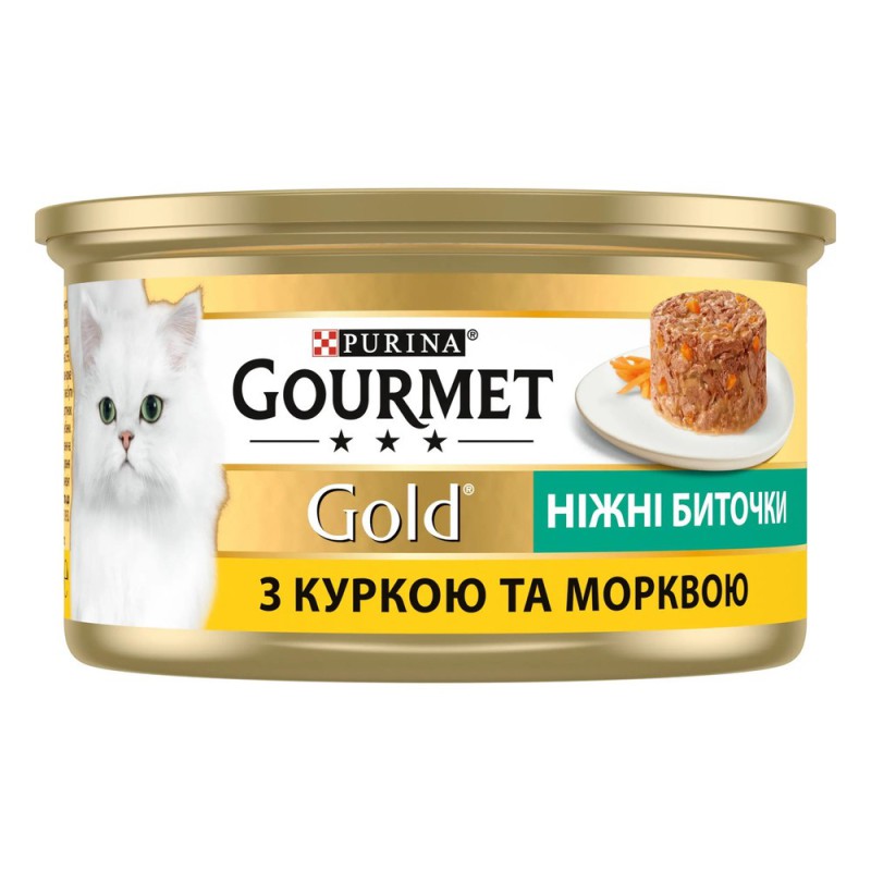 Вологий корм Gourmet Gold Ніжні биточки з куркою та морквою 24x85 г