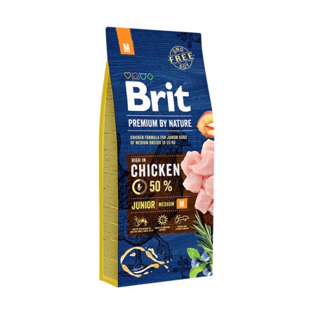 Brit Premium Junior Medium M 15 кг сухий корм для цуценят середніх порід з куркою