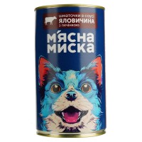 Вологий корм для собак М'ясна миска шматочки в соусі з яловичиною та печінкою 1240 г