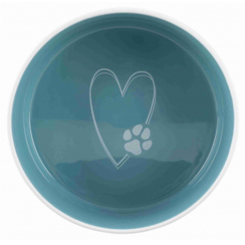 Керамічна миска Pet's Home 0.3 л/12 см кремова/блакитна (25050)