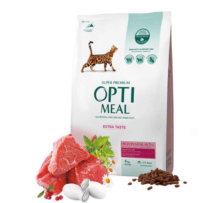Optimeal High In Veal 4 кг сухий корм для кішок з телятиною