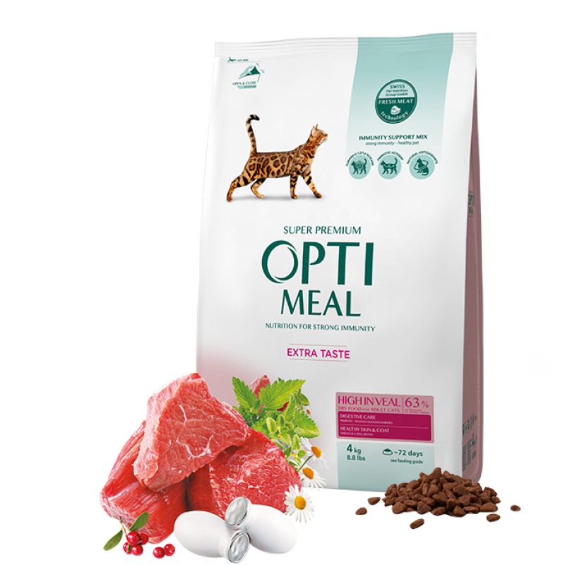 Optimeal High In Veal 4 кг сухий корм для кішок з телятиною
