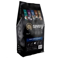 Savory Junior Large Turkey Chicken 12 кг сухий корм для цуценят великих порід з індичкою та куркою