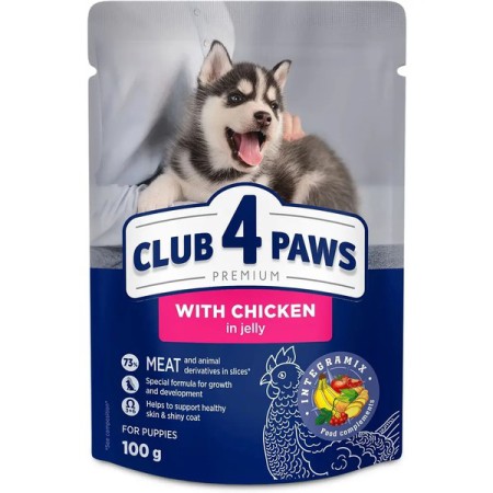 Клуб 4 Лапи Premium Puppies All Breeds with Chicken jelly вологий корм з куркою в желе для цуценят 24х100 г