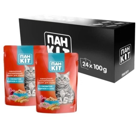 Пан Кіт Індичка для котів з індичка в соусі 24х100 г
