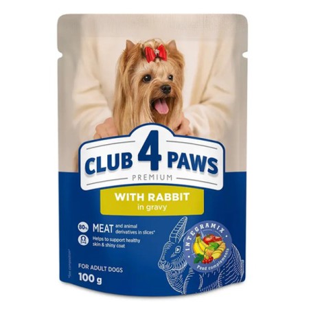 Клуб 4 Лапи Premium Adult Dog with Rabbit in gravy вологий корм із кроликом у соусі для дорослих собак 24х100 г