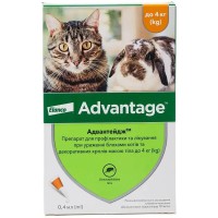 Краплі Elanco (Bayer) Advantage від бліх для кошенят та котів до 4 кг 1 піпетка
