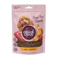 Delickcious сушені снеки для собак з яловичиною та гарбузом 80 г