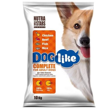 Nutra 5 stars Dog Like Complite 10 кг сухий корм для собак з куркою, яловичиною та рибою
