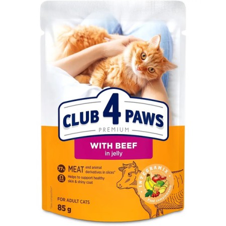 Клуб 4 Лапи Premium Beef 24х85 г з яловичиною в желі для котів